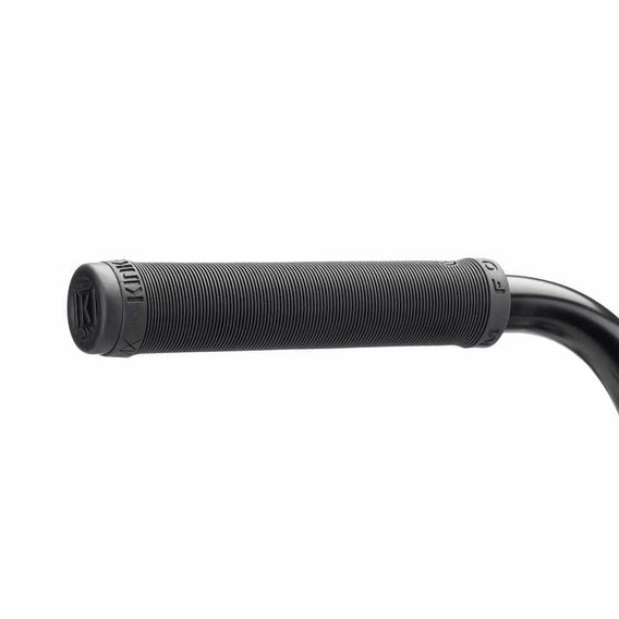 Kink Form flangeless right hand grip in black built on to a Kink Williams BMX bike
