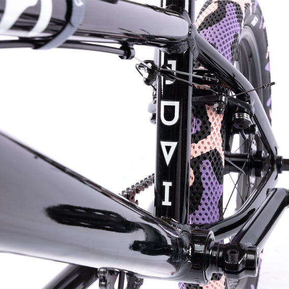 Cult 2024 Juvenile 18" BMX Bike - Black With Purple Camo Tyres 18" | Backyard UK BMX Shop