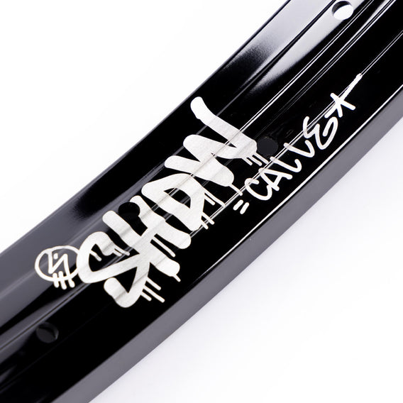 Shadow Calle Rim - Black 36 Hole Graphic close up detail graphic logo artwork | Backyard UK BMX Shop