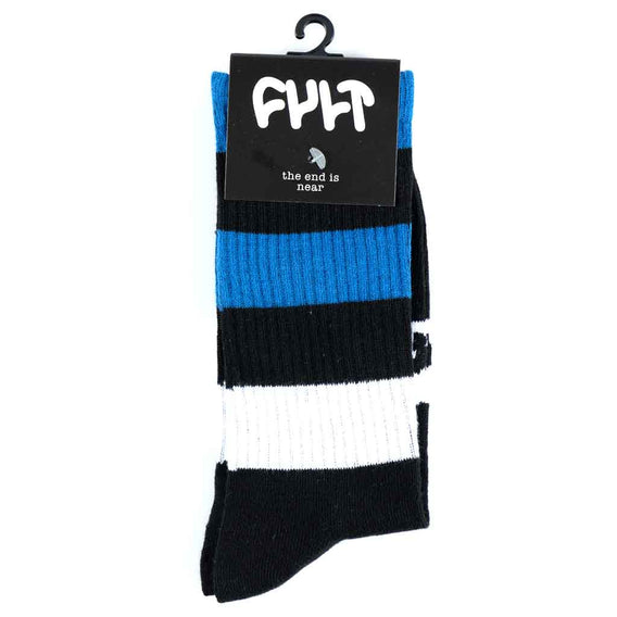 Cult Stripe Socks - Black and Blue