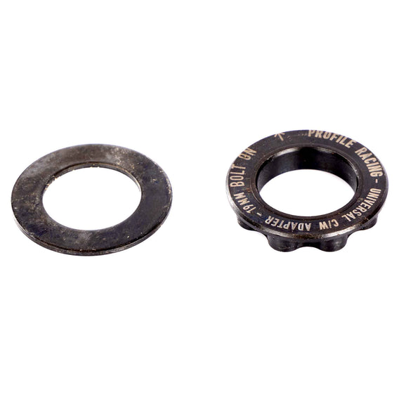 Profile Universal Bolt On Sprocket Adapter - 19mm with washer adapter next to it top