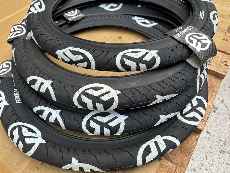 Federal Command LP Tyre - Black With White Logos 2.40" - FADED LOGOS (Factory Seconds)