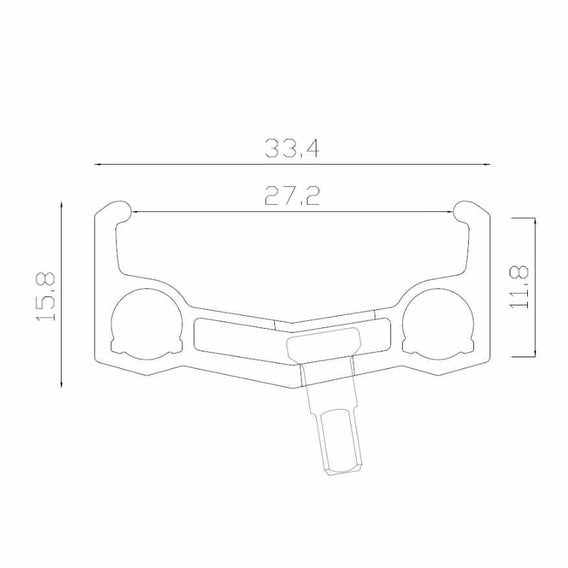 Technical drawing of the cross profile of the Alienation Black Sheep rim with dimensions