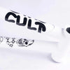 Cult BMX Corey Walsh white frame, close up of the head tube, gussets and top and down tubes