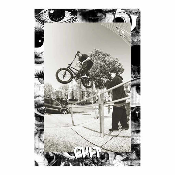 Black and white poster of Devon Smillie taken by Pat Freyne photographed on a white background