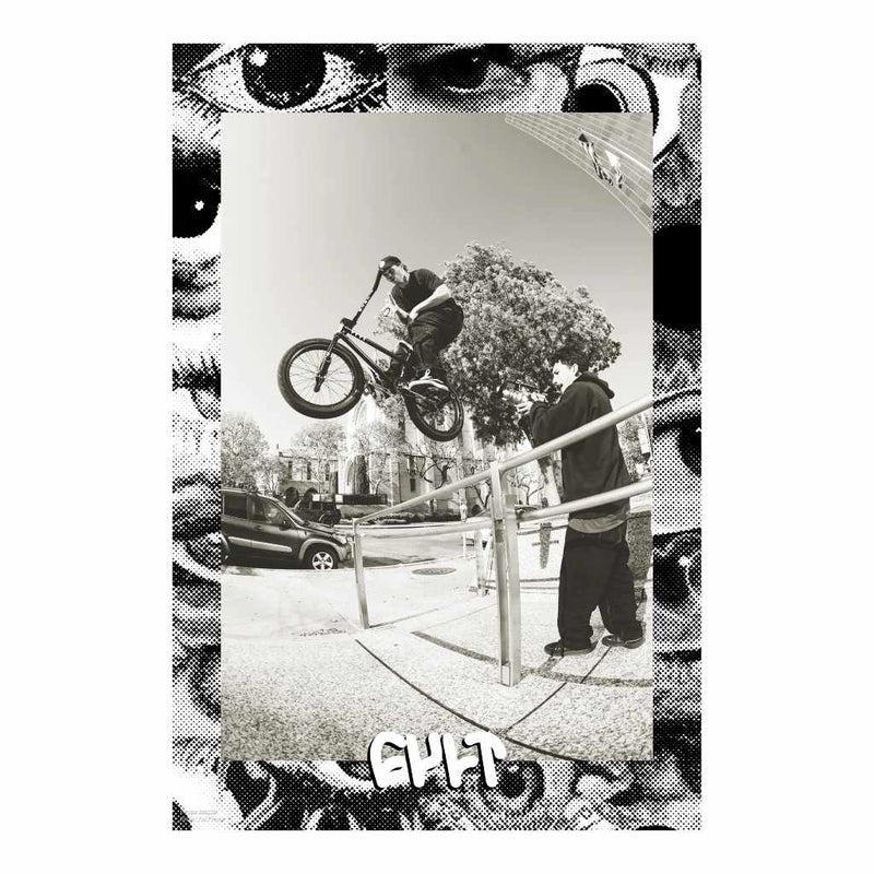 Black and white poster of Devon Smillie taken by Pat Freyne photographed on a white background