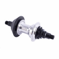 Angled view of Cult Hybrid LHD rear hub in Silver on a white background