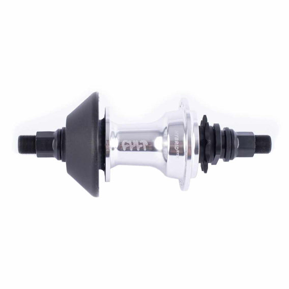 Cult Hybrid RHD rear hub in silver on a white background