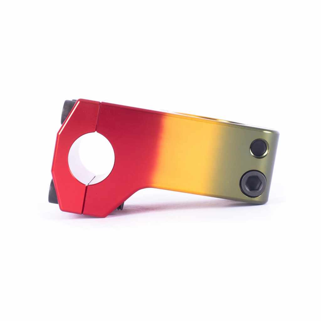 Side view of Cult Mind Control Rasta coloured stem on a white background