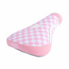 Cult x Vans Pink and white checkered BMX Pivotal seat on a white background