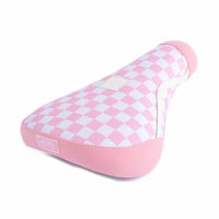 Cult x Vans Pink and white checkered BMX Pivotal seat on a white background