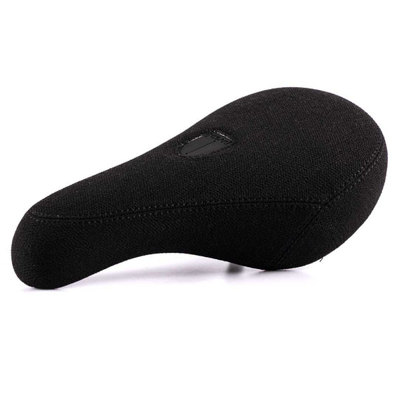 Black bicycle seat on a white background