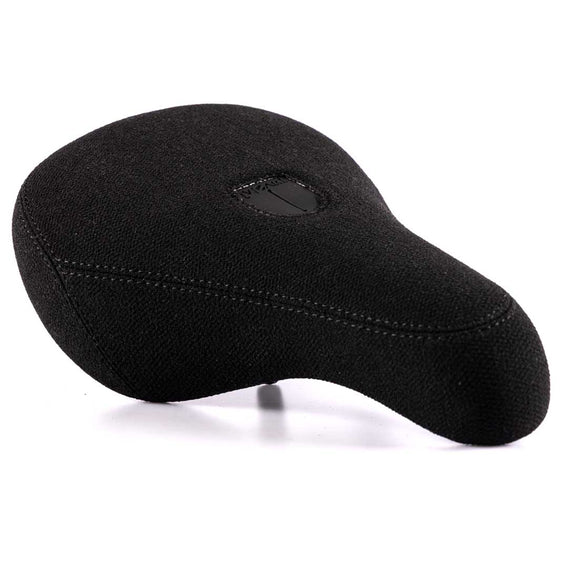 Black bicycle seat on a white background