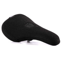 Black bicycle seat on a white background