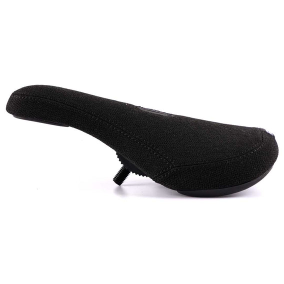 Black bicycle seat on a white background
