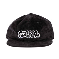 Black corduroy cap with 'FEDERAL' logo on a white background