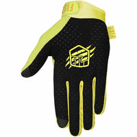 Fist Breezer Sunny gloves palm with a yellow Fist logo photographed on a white 