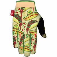 Fist Taco Tuesday gloves top print featuring an allover print with Tacos and sombreros photographed on a white background