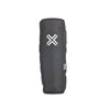 Black knee pad with a white logo on a white background
