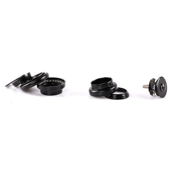 Black metal components on a white background