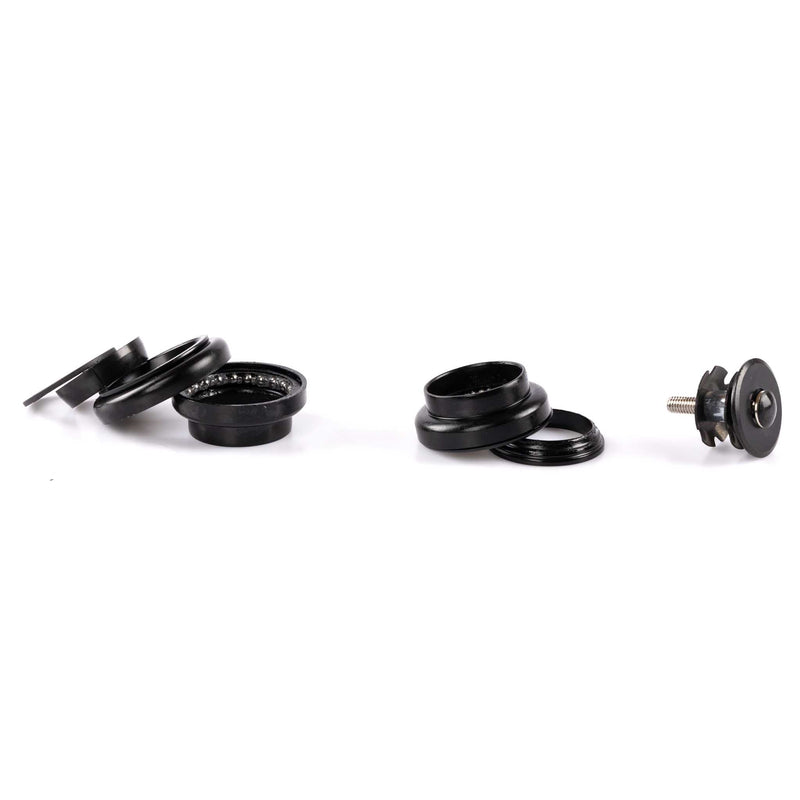 Black metal components on a white background