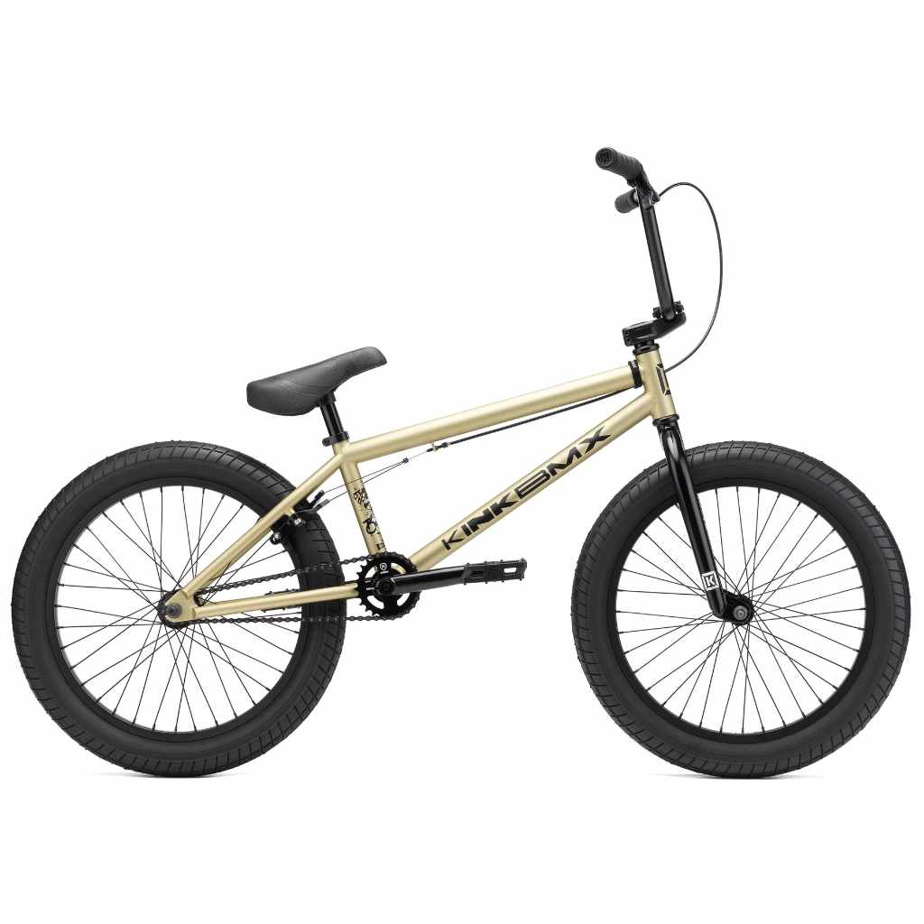 Kink Curb 20 inch BMX bike in desert gold photographed from the side against a white background