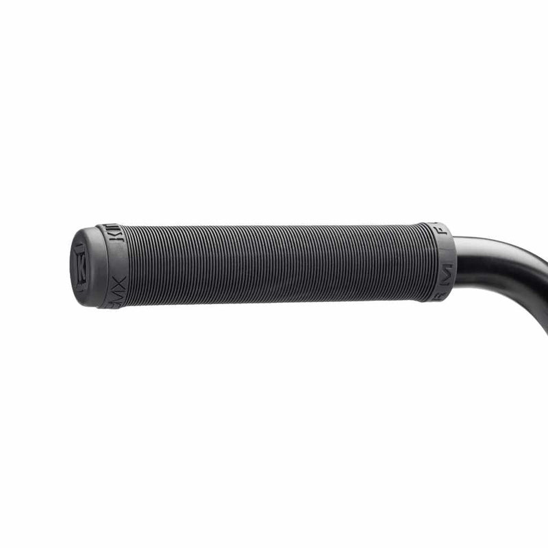 Kink Form flangeless right hand grip in black built on to a Kink Downside BMX bike