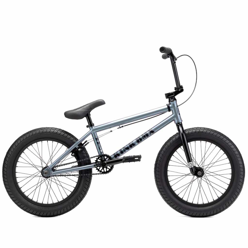 Kink Kicker 18 inch BMX bike in grey photographed on white background, side view