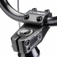 Close up photo of Kink BMX Bold HRD stem in Black on a Kicker 2025 18" complete bike