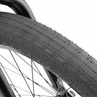 Close up of Kink Wake 20" tyre on a Kink Switch BMX bike
