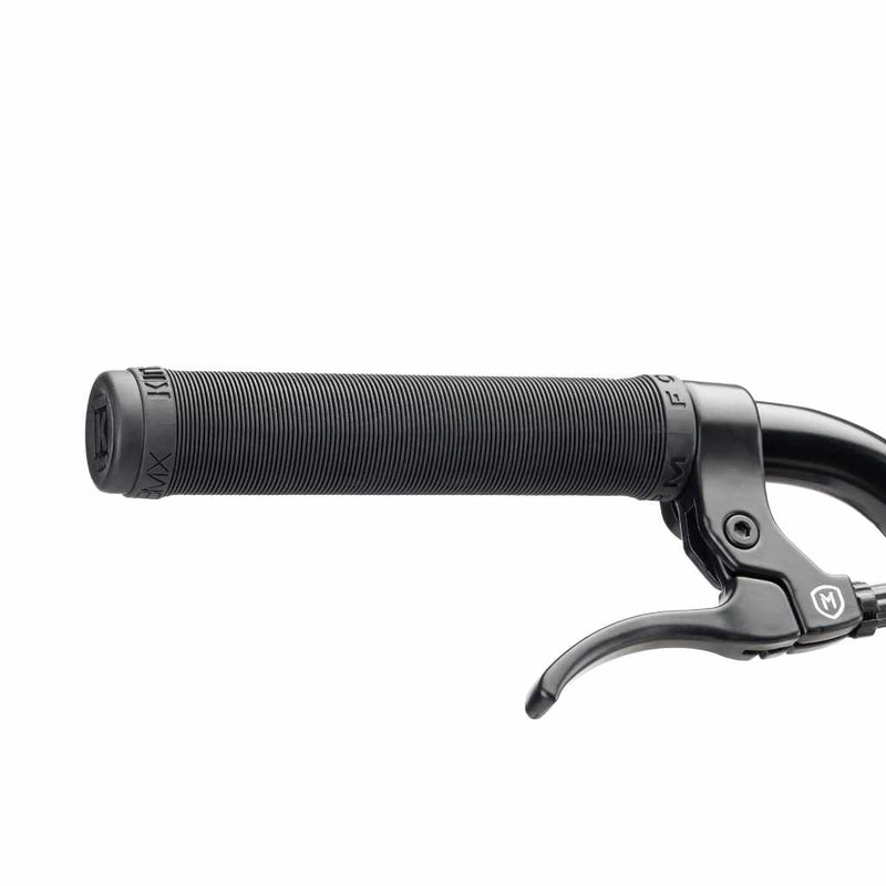 Kink Form flangeless right hand grip in black with black Mission Token lever built on to a Kink Whip BMX bike
