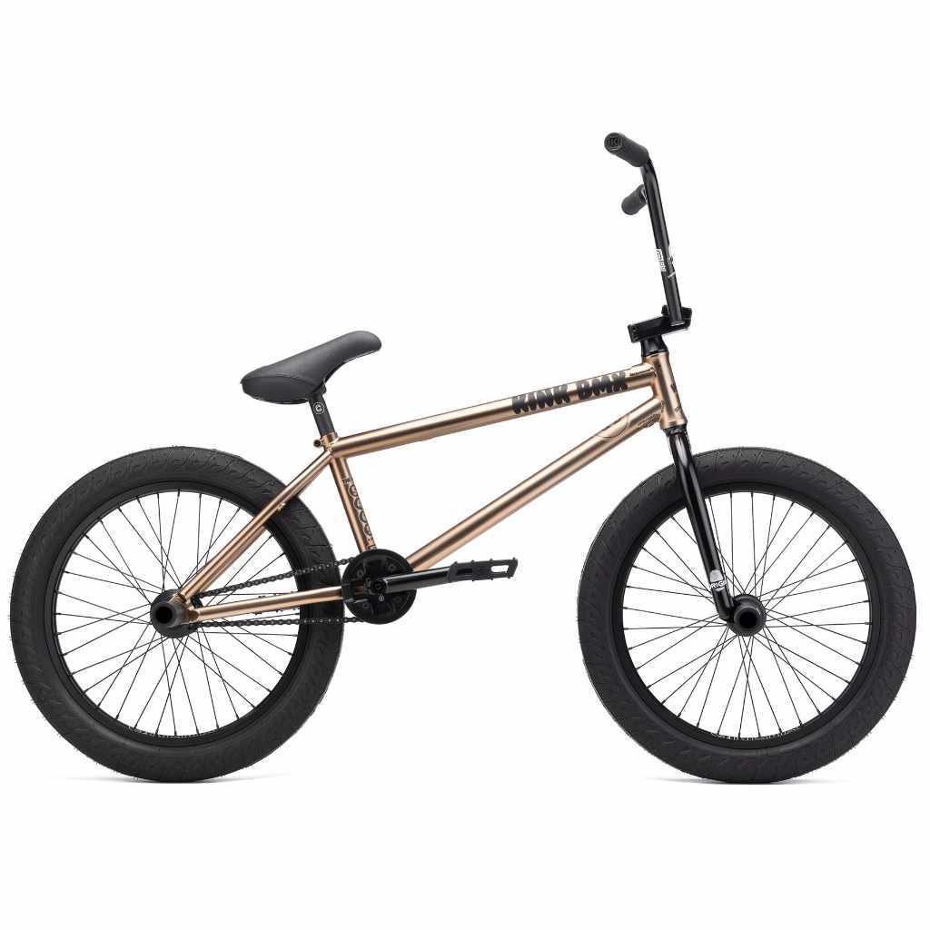 Side view of Kink Williams 20 inch BMX bike in mojave bronze photographed on a white background