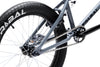 Tribal Trap Grey BMX rear wheel and back end of bike on a white background