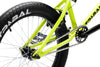 Tribal Trap Neon Yellow BMX rear wheel and back end of bike on a white background
