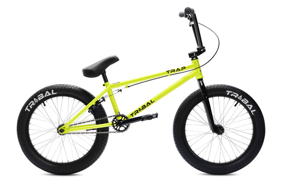 Tribal Trap Neon Yellow BMX side view on a white background