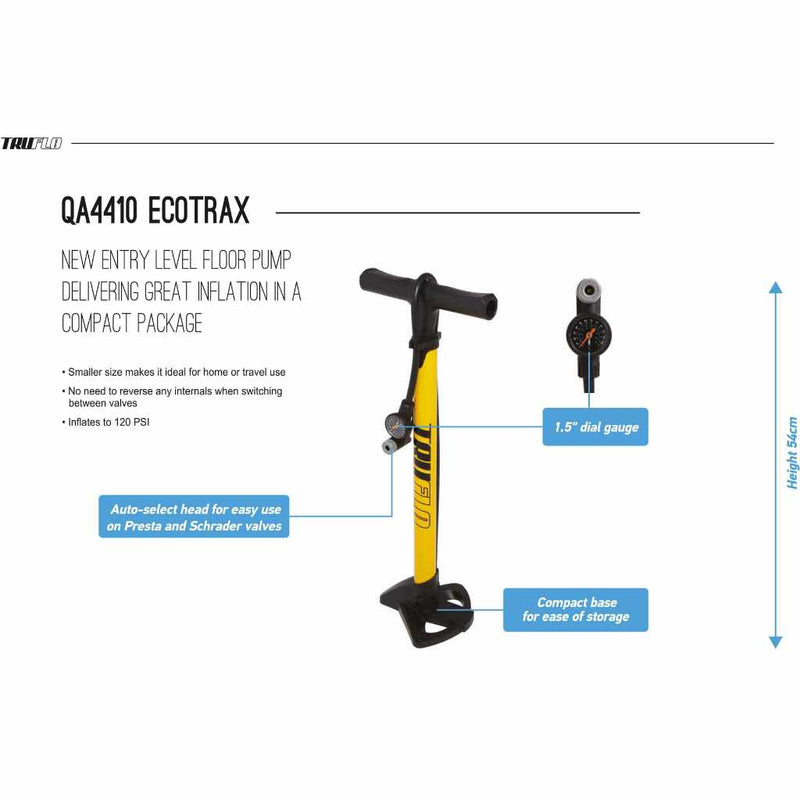 Truflo Ecotrax Floor Pump - Yellow