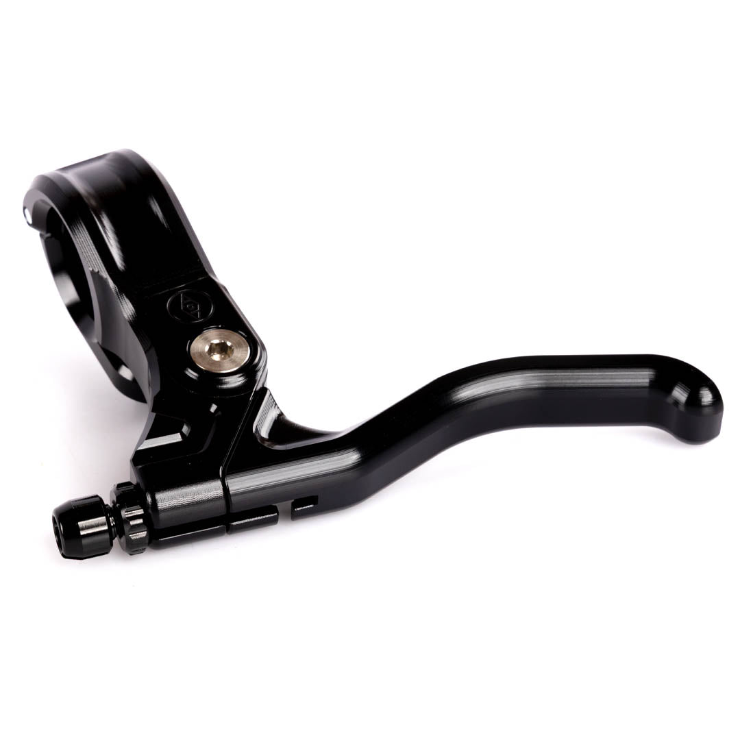 Alienation Fulcrum Brake Lever Left Hand Black showing the CNC machined finish and barrel adjuster.