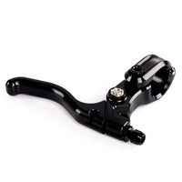 Underside view of the Alienation Fulcrum Left Hand Black brake lever showing the sealed bearing pivot and hinged clamp hardware.