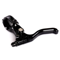 Underside view of the Alienation Fulcrum Right Hand Black brake lever showing the sealed bearing pivot and hinged clamp hardware.