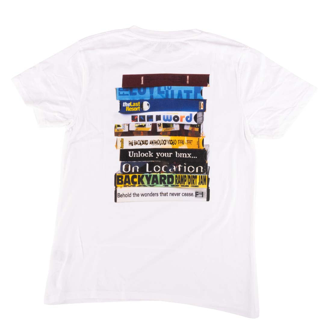 backyard VHS white bmx t-shirt