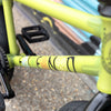 Fiend BMX downtime sticker on Green Jonny Raekes BMX Frame