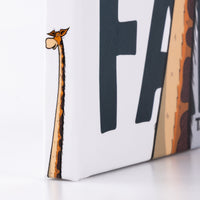Ban The Fan Book by Taj Mihelich spine with a giraffe illustration on a white background