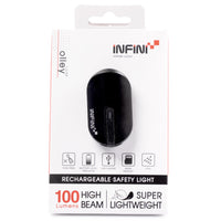 Infini Olley Rechargable Front Light - Black packaging front | Backyard UK BMX Shop