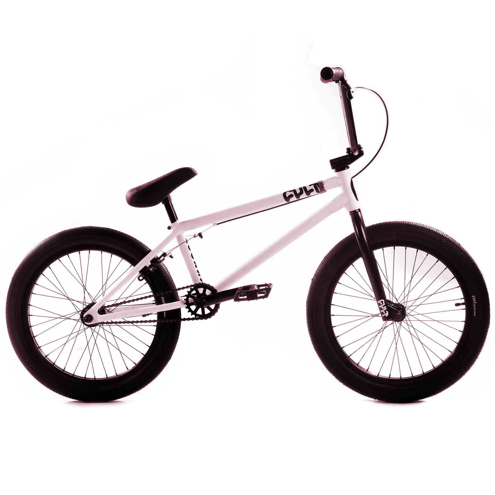 Cult Access BMX Bike - White With Black Parts 20" right hand side