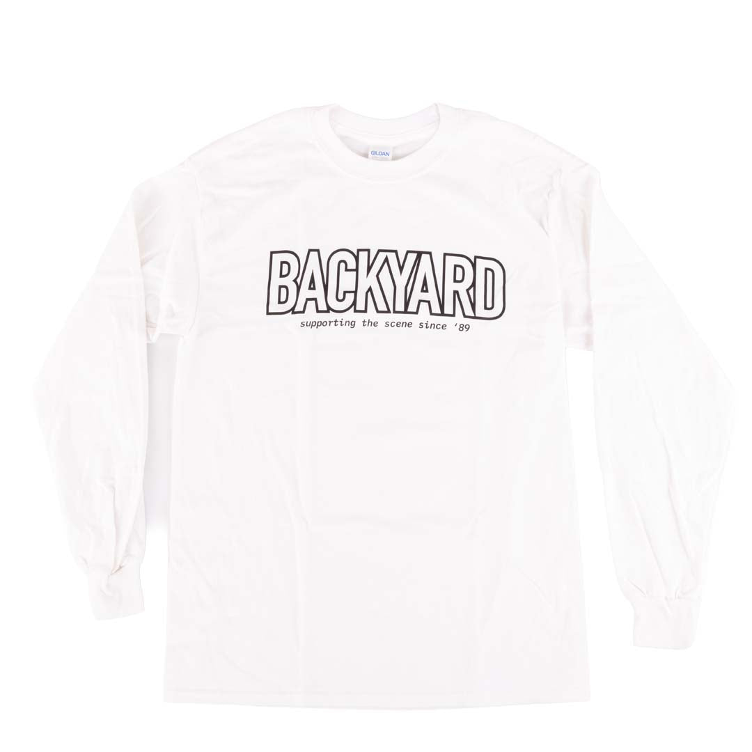 backyard since 89 long sleeve white bmx shirt