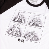 cult melted raglan 3/4 sleeve t-shirt backyard bmx