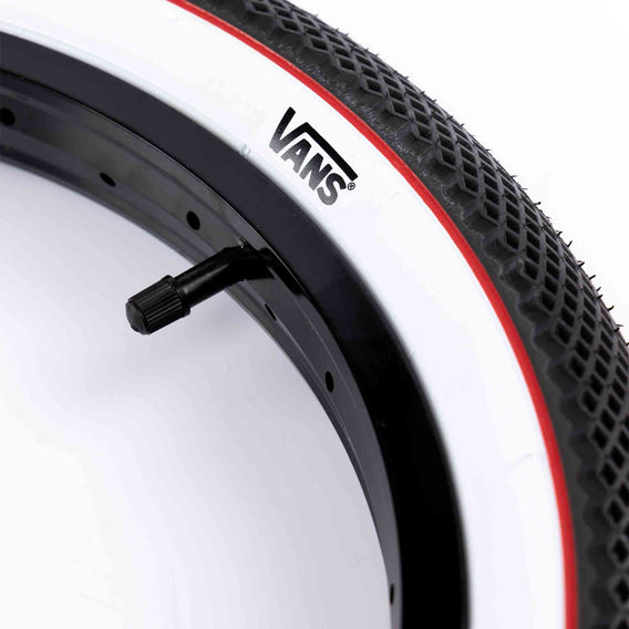 Cult 18" Vans Tyre - Black With White Sidewall And Red Stripe 2.30" vans logo