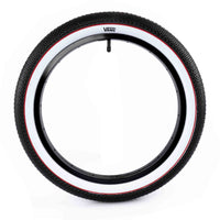 Cult 18" Vans Tyre - Black With White Sidewall And Red Stripe 2.30"