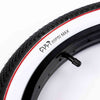 Cult 18" Vans Tyre - Black With White Sidewall And Red Stripe 2.30" sidewall detail