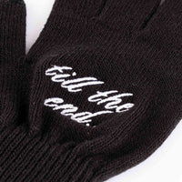 Cult Till The End Gloves - Black embroidered detail